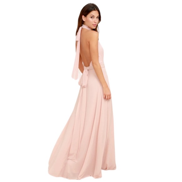 Lulu’s First Comes Love Pink Chiffon Halter Maxi Dress - Picture 12 of 13